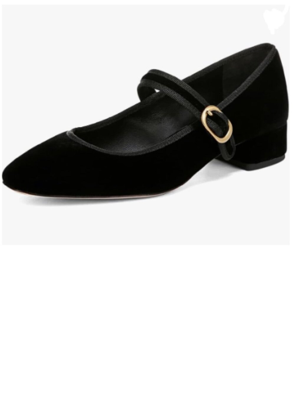 XYD Black Low Heel Chunky Mary Jane Pumps Square Toe Buckled Strap Daily Shoes